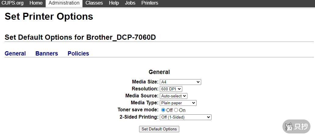 打印机默认设置