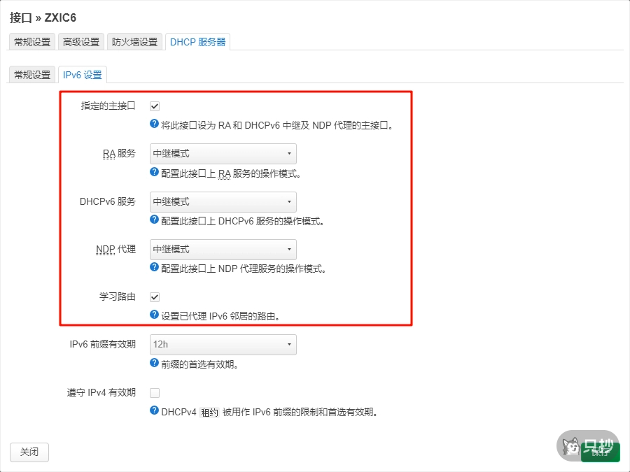 ZXIC6 IPv6 设置