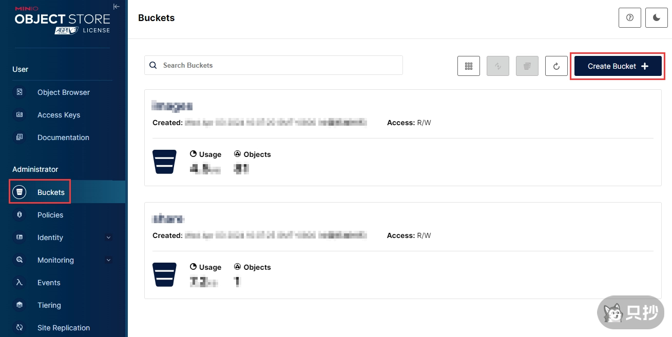 创建 Bucket