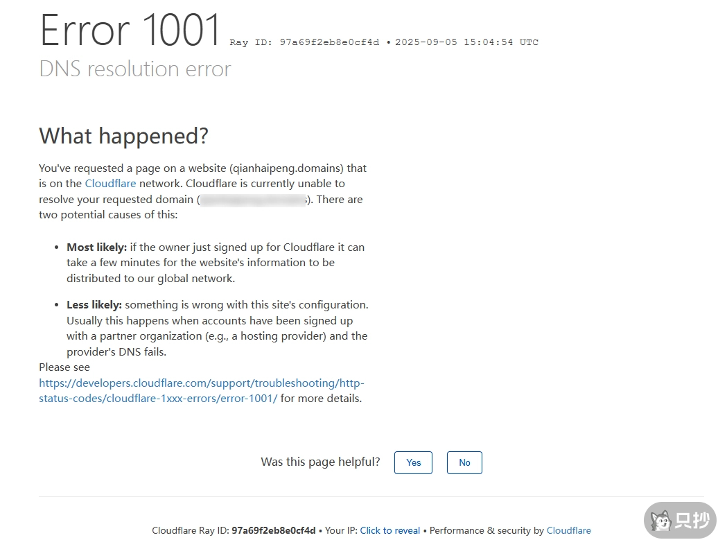DNS resolution error